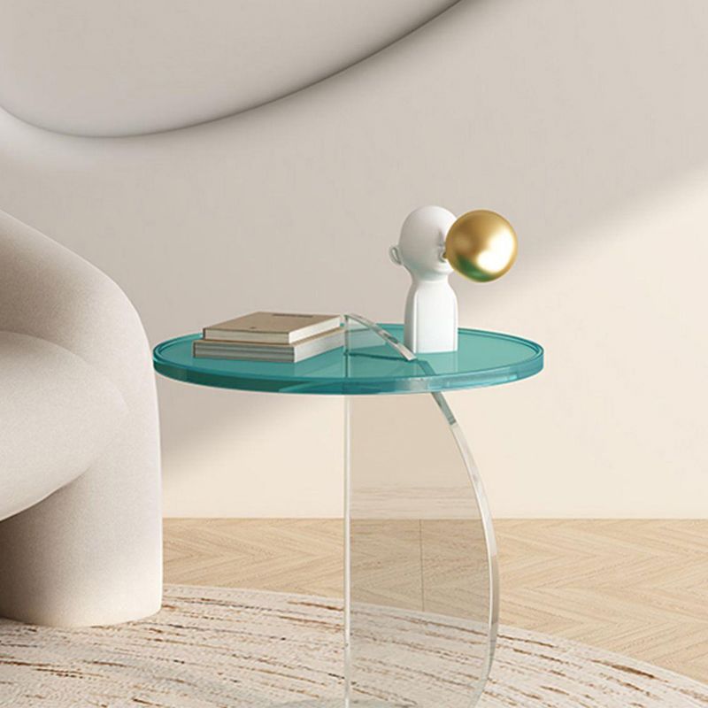 Glam Corner Table Plastic Pedestal Round Living Room Sofa Side Accent Table