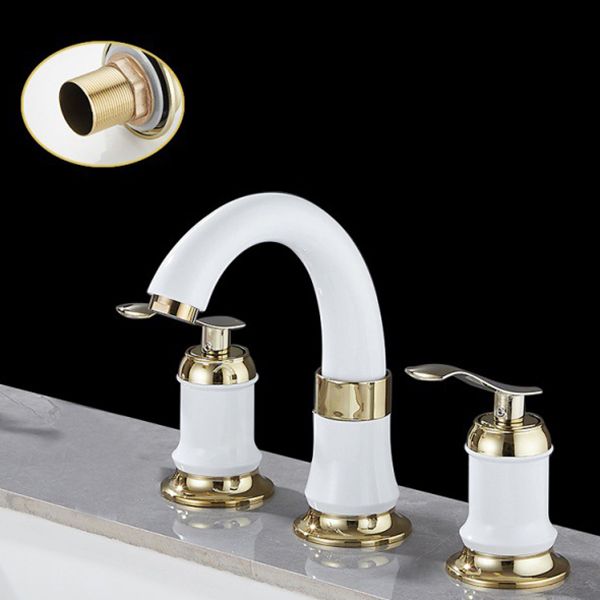 Contemporary Vessel Faucet Copper 2 Handles Low Arc Vessel Faucet for Home
