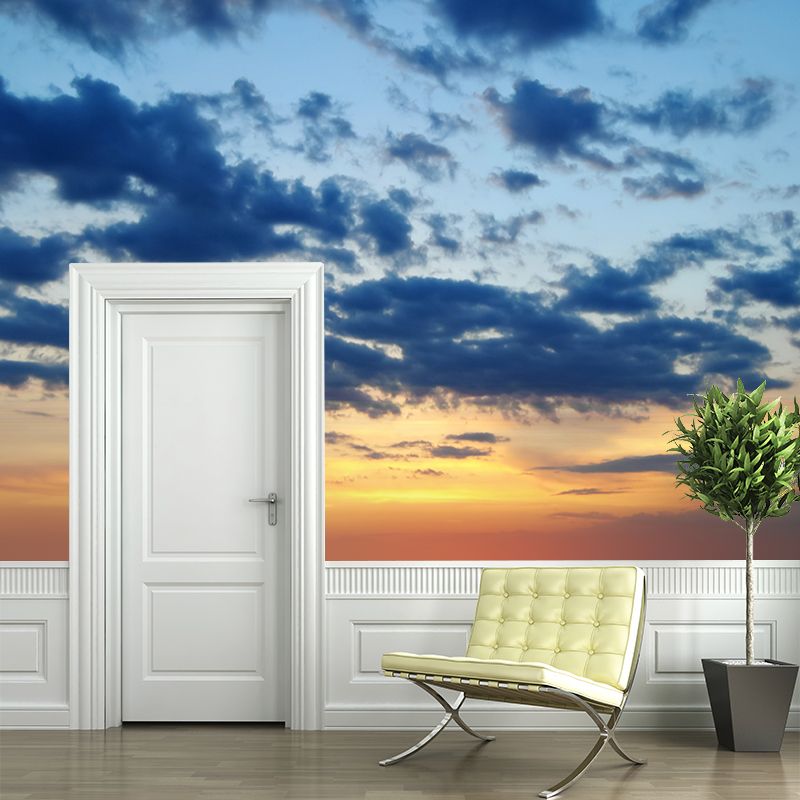 Splendid Evening Glow Mural Wallpaper for Living Room, Dark Color, Personalized Size