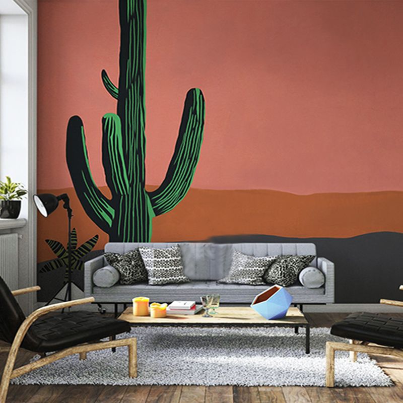 Cool Cactus and Desert Mural Wallpaper for Bedroom Decor Contemporary Wall Art, Made to Measure