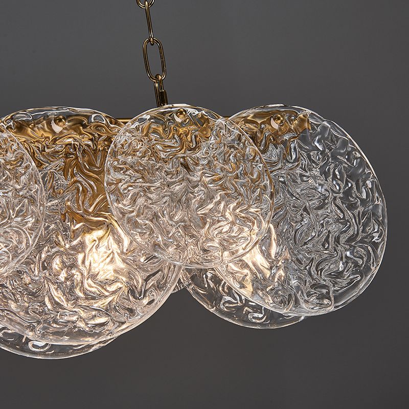 Lampada il lampadario in vetro lineare dell'illuminazione dell'isola moderna in bronzo per sala da pranzo