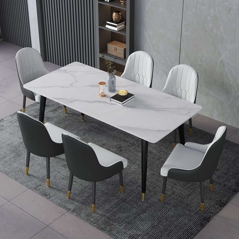 Rectangle Dining Table Stone Top Dining Table with Iron Base