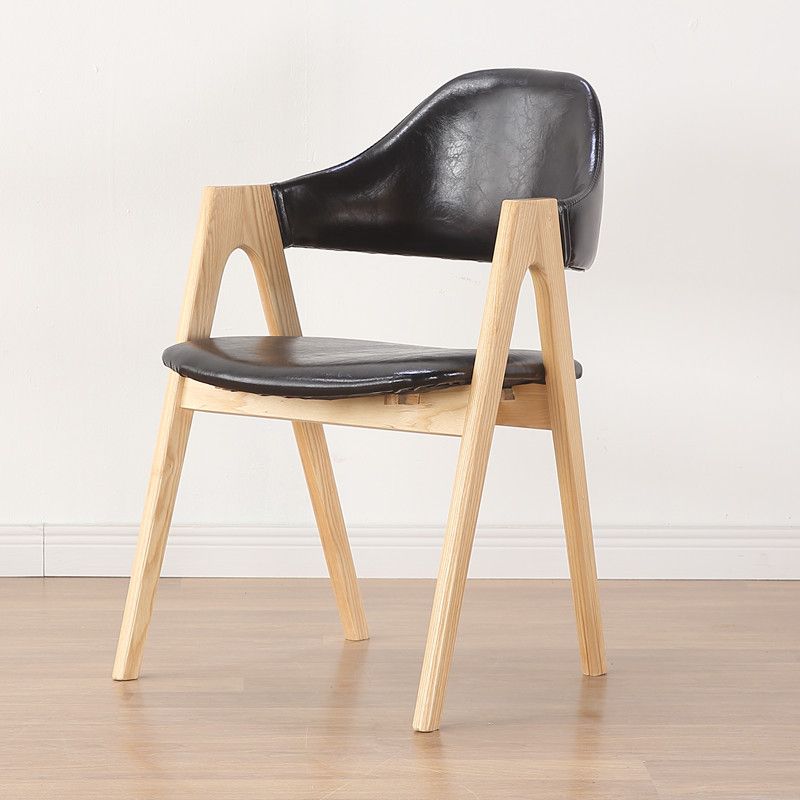 Sillas de comedor modernas Sillón tapizado con patas de madera (juego de 2)