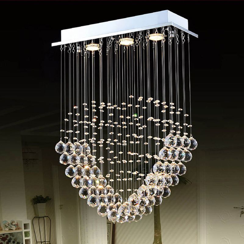 Loving Heart Shape Crystal Orb Flush Lighting Modernism LED Restaurant Flush Mount Lamp in Chrome