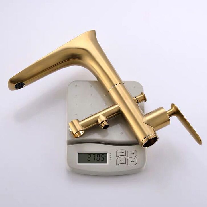 Floor Mounted Copper Bathtub Faucet Single Handle Freestanding Tub Filler Trim