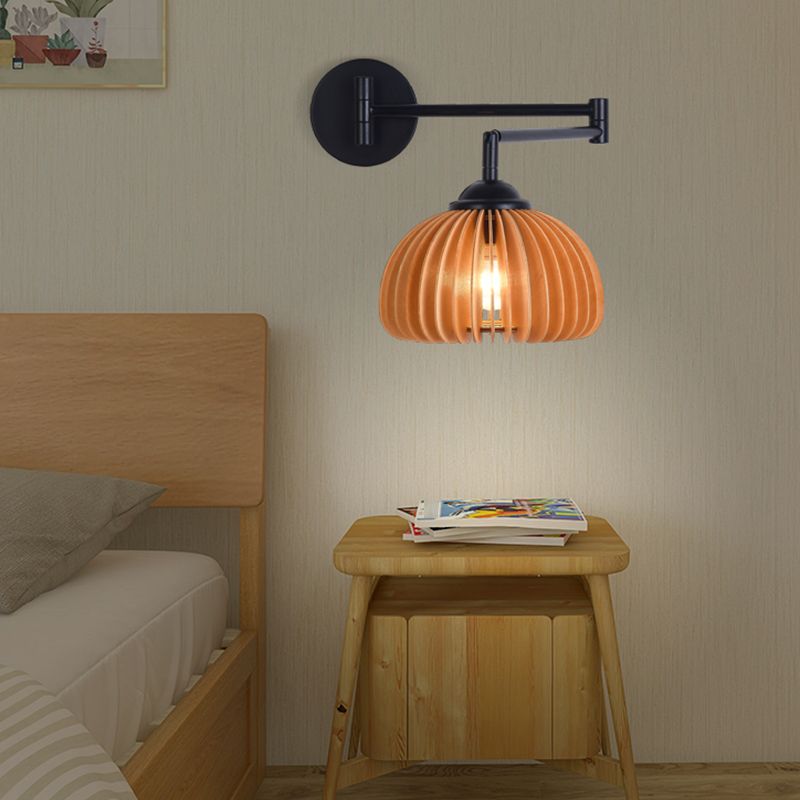 Modern Wooden Wall Lamp 1-Light Wall Light Sconce for Bedroom