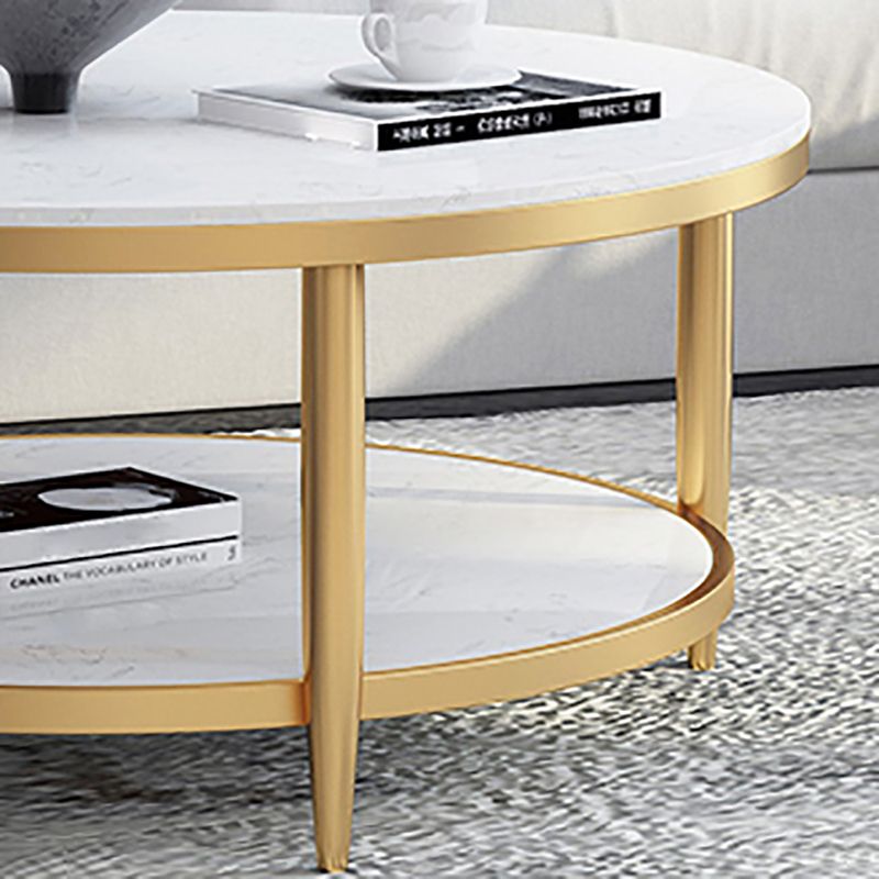 4 Legs Slate Coffee Table Round Coffee Table for Living Room
