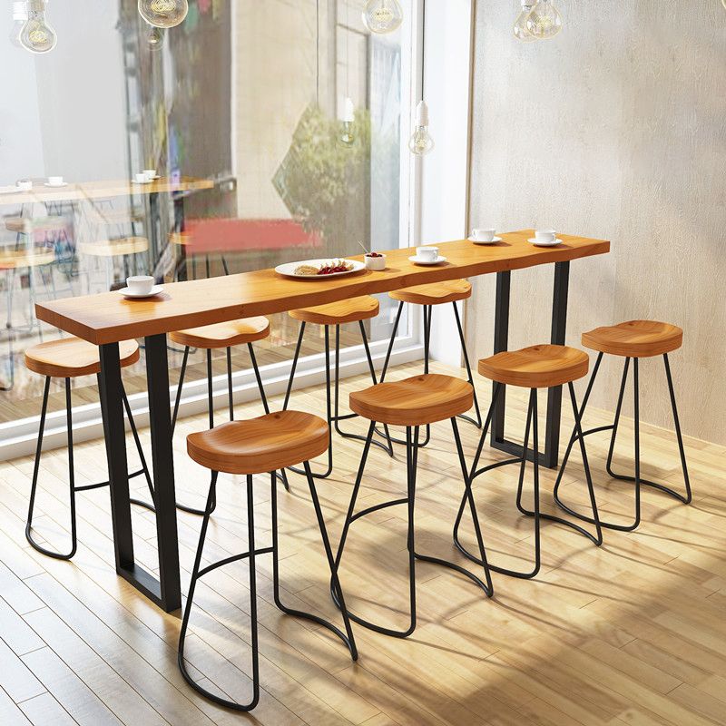 Modern 1/2/4/5/7/9 Pieces Counter Set Rectangle Wood and Metal Bar Table Set