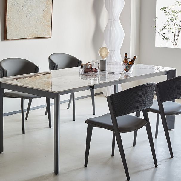 Industrial Armless Kitchen Dining Side Chair Faux Leather Side Chair