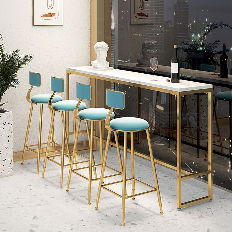 Marble Rectangle Counter Height Dining Table Indoor Footrest Pub Height Dining Table