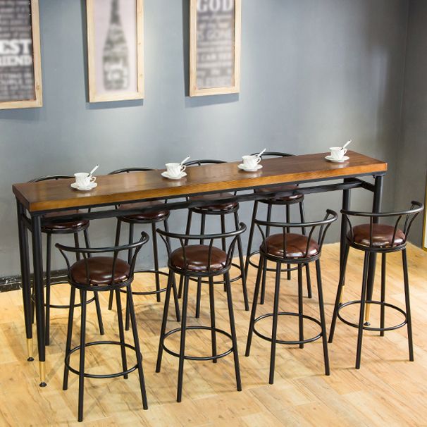 Rectangle Wood Top Counter Table Industrial 42-inch Metal 4 Legs Table for Dining Room