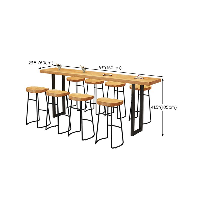 Modern Solid Wood Bar Table Sled Base Dining Table for Kitchen Living Room Coffee Room