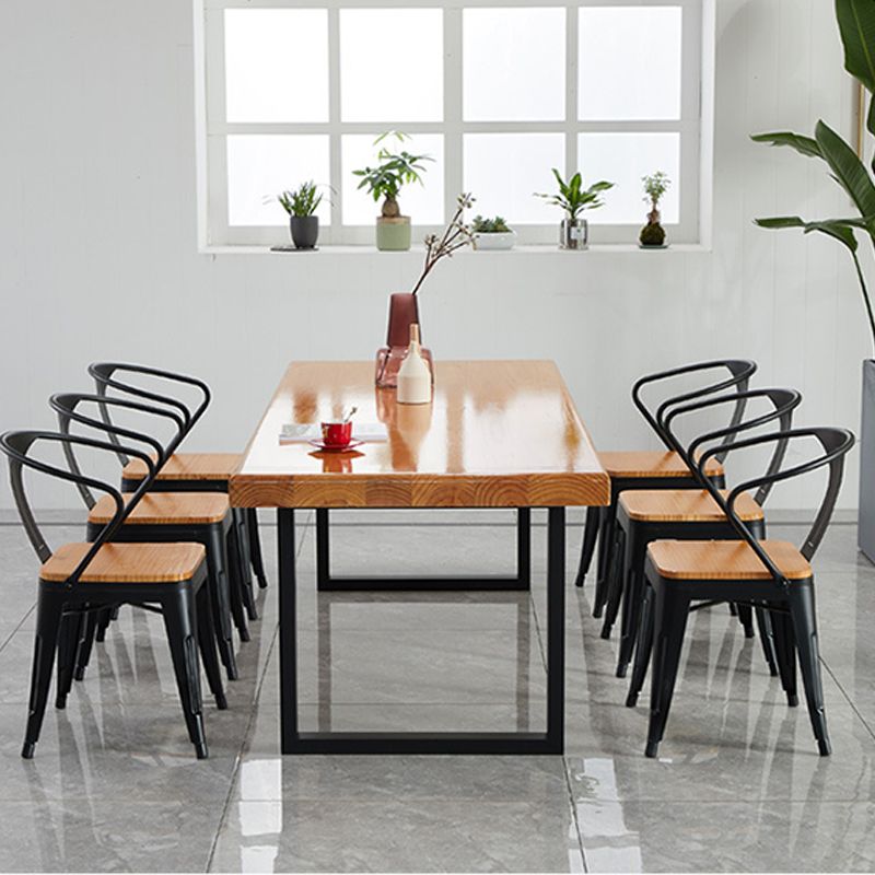 Sled Base Dining Table Contemporary Wood Dinner Table for Home