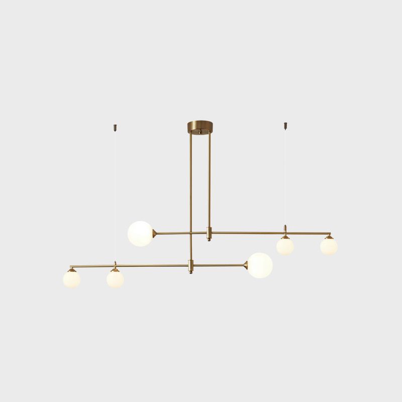 Globe Island Lighting Modern kroonluchter Glass 3 lichte eiland plafondlicht in gouden afwerking