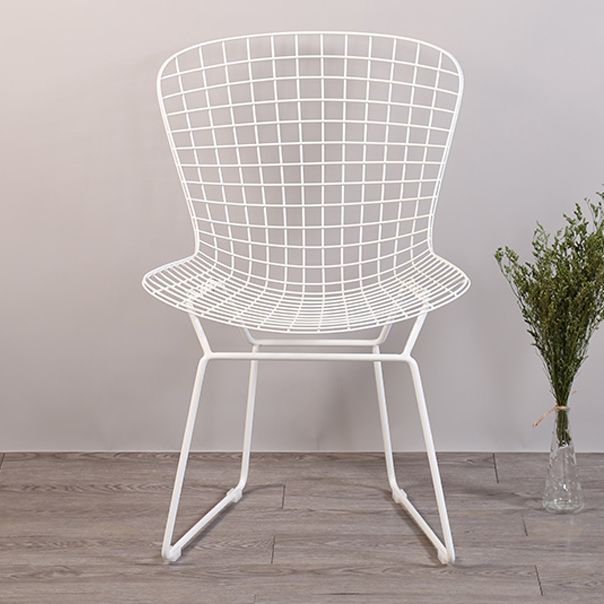 Sillas sin brazos de comedor de metal contemporáneo, respaldo abierto, silla lateral para uso doméstico