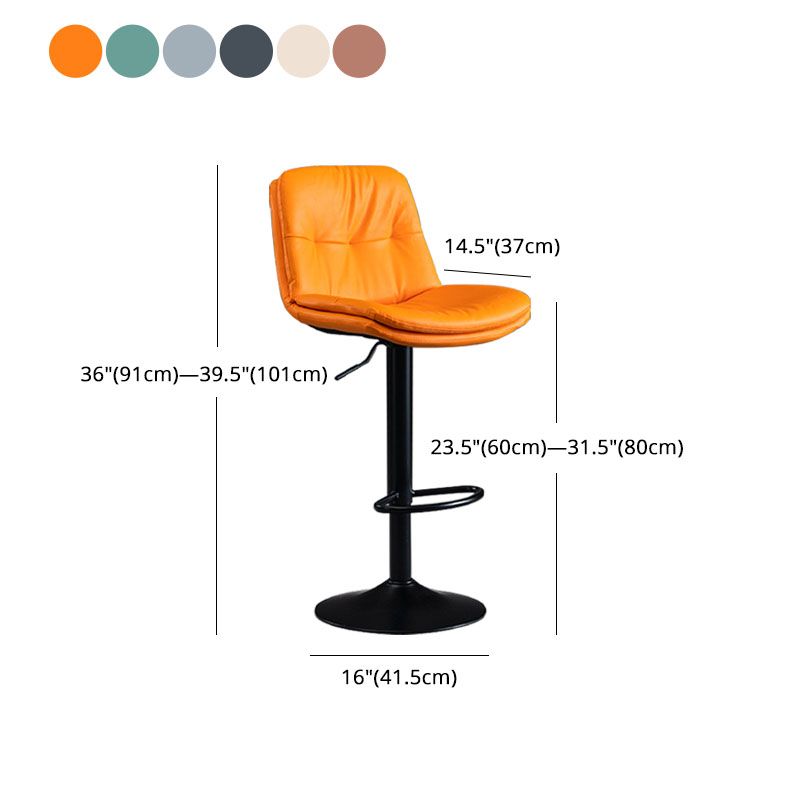 Nordic Steel Adjustable Swivel Barstool Indoor Tall Stool with Leather Seat