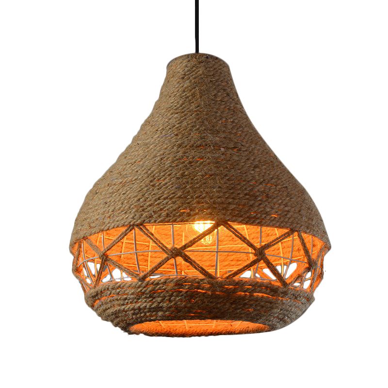 Teardrop-Seil hängend leichte Landschaft 1 Bulb Restaurant Decke Anhängerlampe in Beige