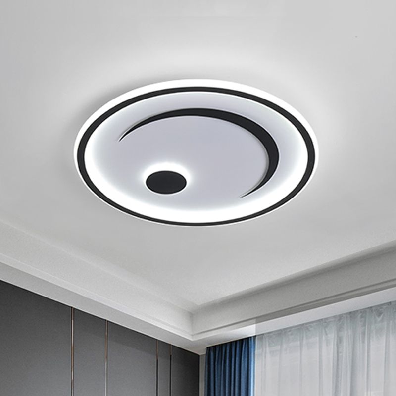 Lampe LED ronde encastrée en acrylique, style nordique, luminaire décoratif d'intérieur, idéal pour une chambre à coucher, noir/or, blanc/lumière chaude