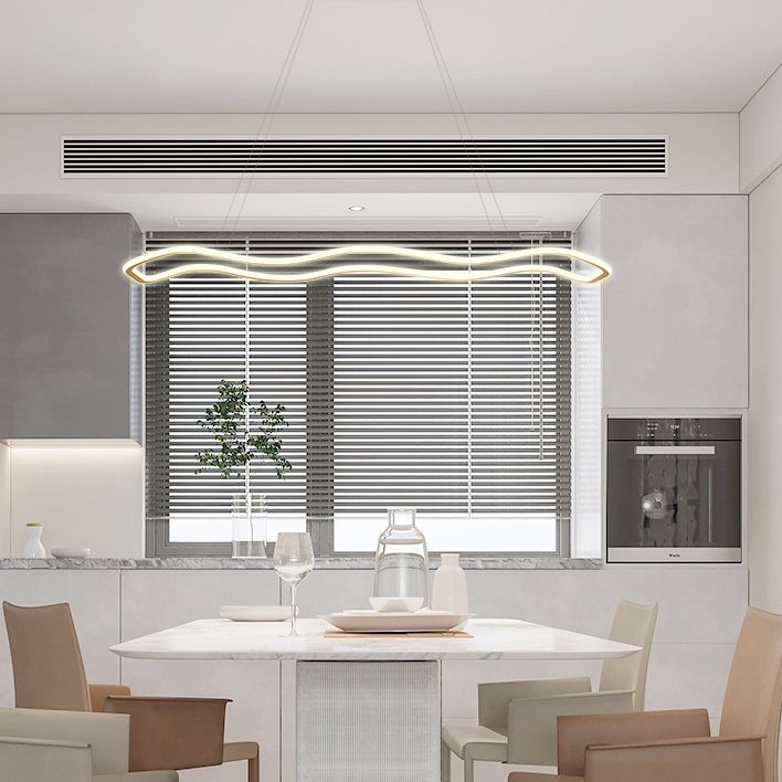 Metal Wavy Island Pendant Light Modern Style LED Island Lighting Fixture for Dinning Room