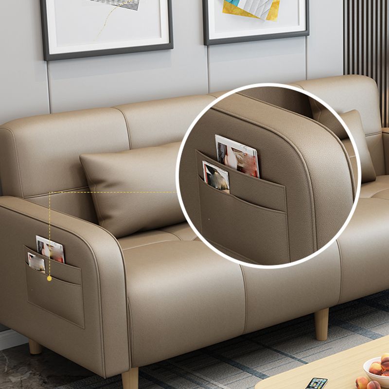 Modern Square Arm Standard Sofa Bed Dual Purpose Sofa with Bolster Pillows for Living Room