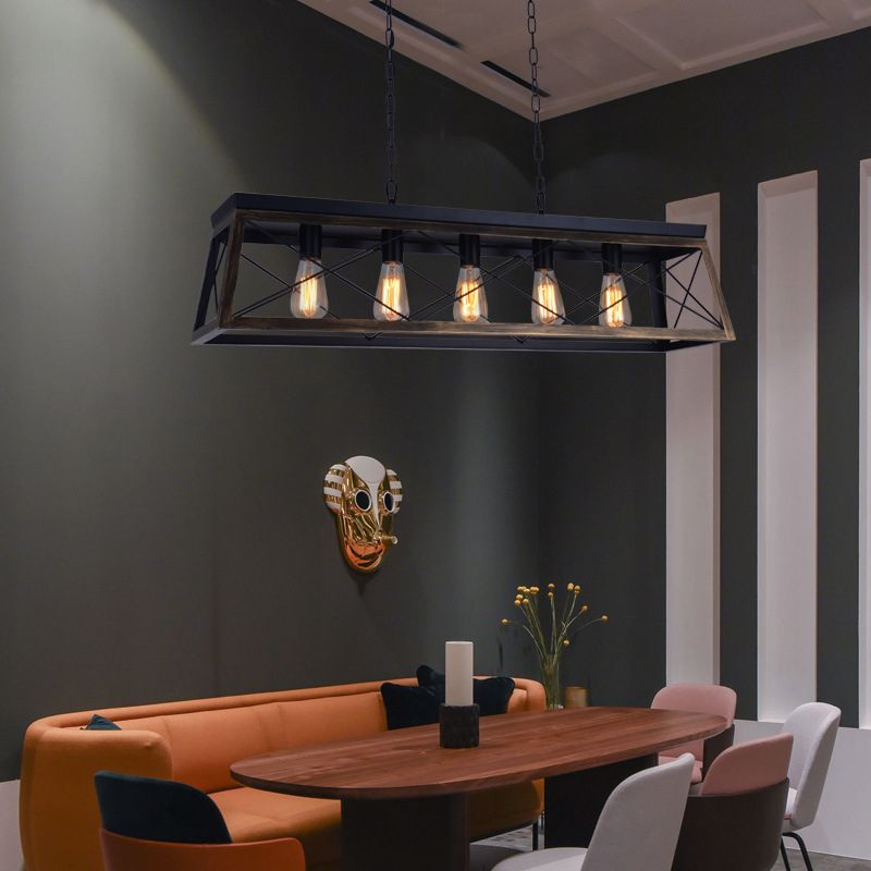 Industrial Island Light Geometric Hanging Lighting Fixture for Dining Room