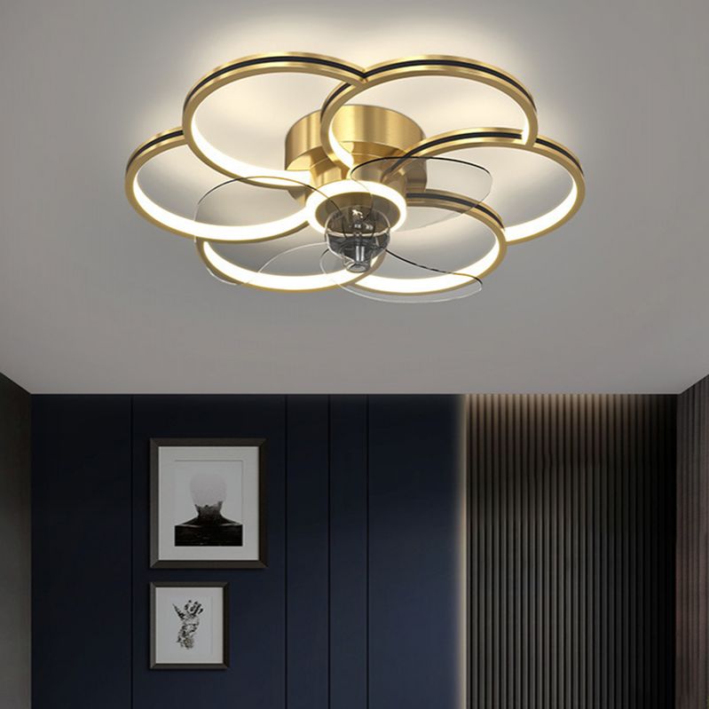 Nordic Style Ceiling Fan Lamp Geometry Ceiling Fan Light with ABS Fan Blade for Bedroom