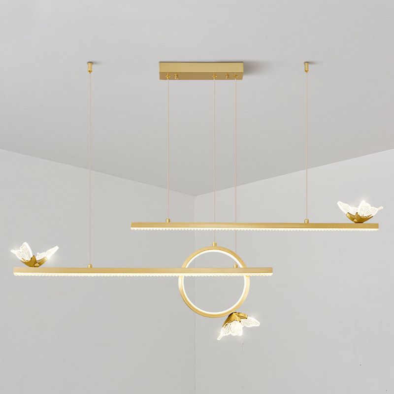 Geometric Island Lighting Modern Pendant Chandelier Metal 6 Light Island Lights in Gold