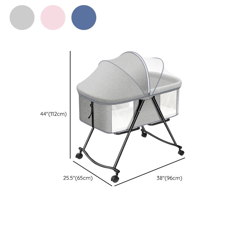 Modern Rocking Metal Gliding Height Adjustable Crib Cradle with Pad