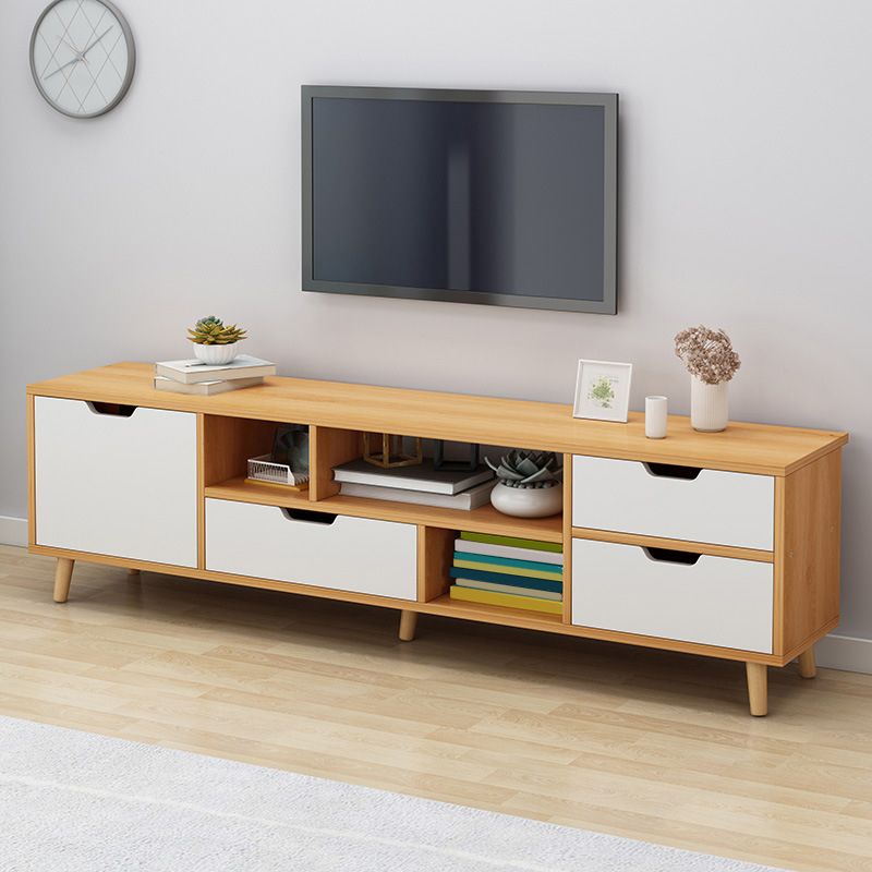 Scandinavian Open Shelving TV Media Console Wood Stand Console for Living Room