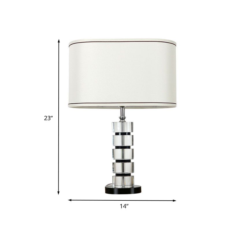 Langwerpige kristal taakverlichting eigentijdse stof 1 lamp nachttafellamp in wit
