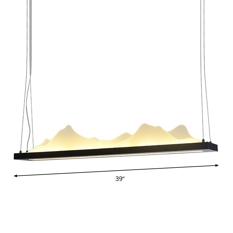 Twist Island Light Modernism Acrylic LED Black Suspended Lighting Fixture, 31.5"/39" Wide