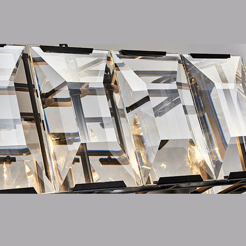 Rectángulo Corte Crystal Island colgante lineal Luces colgantes de la isla de la sala de estar moderna