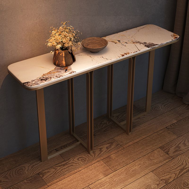 Rectangle Shape Contemporary Console Table White/Black Stone Console Sofa Table