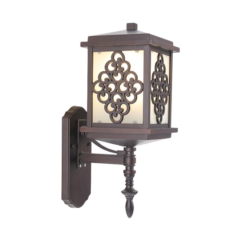 Canna cubica Crema Montaggio a parete Montaggio Montaggio Lampada Cottage 1 Patio Light Patio Pronzo nel caffè con motivi cinesi