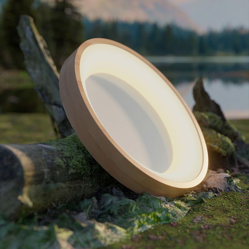 Lampada da Soffitto a LED di Forma Rotonda Stile Moderno Semplice in Legno 1 Luce da Incasso per Sala da Pranzo