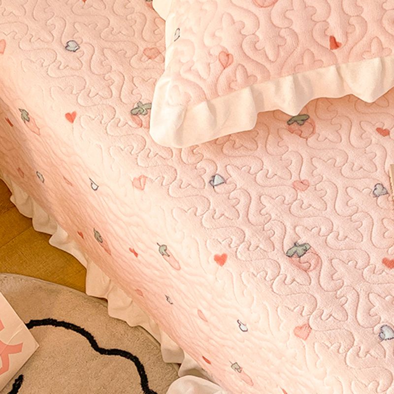 Popular Bed Sheet Strawberry Pattern Ruffle Detail Fade Resistant Bed Sheet