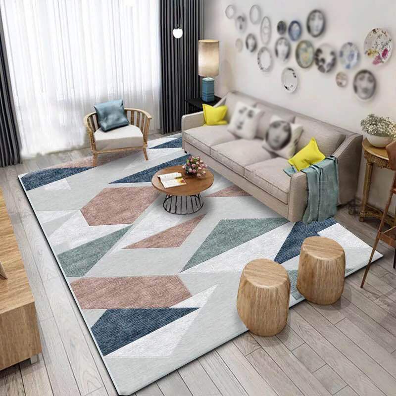 Geometric Indoor Rug Patchwork Modern Area Rug Polyester Living Room Carpet with Non-Slip Backing