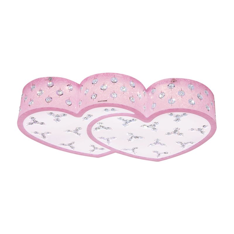 Modernism LED Flush Lamp Pink Loving Heart Ceiling Mounted Fixture with Acrylic Shade