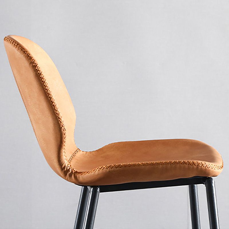 Modern Faux Leather Counter Stool Low Back Indoor Stool with Black Frame
