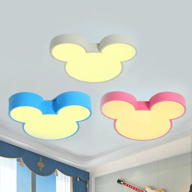 Metal Mouse Flush Ceiling Light Cartoon Modern Ceiling Fixture Light for Girls Bedroom