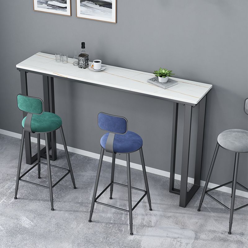 Modern Style Rectangle Bar Table Stone Bar Dining Table with Double Pedestal