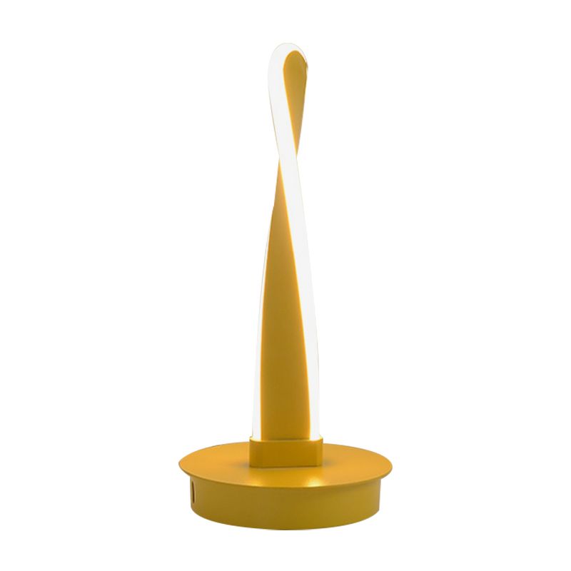 Accrilico Twisted Task Lighting Lampada da tavolo a LED moderna in giallo/nero con base di metallo rotondo