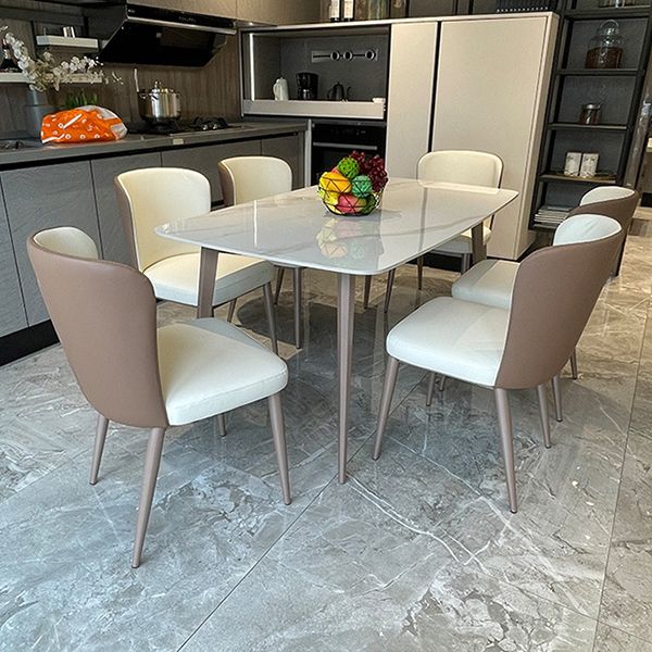 Medieval Modern Stone Dining Table with 4 Legs Pedestal Table for Kitchen