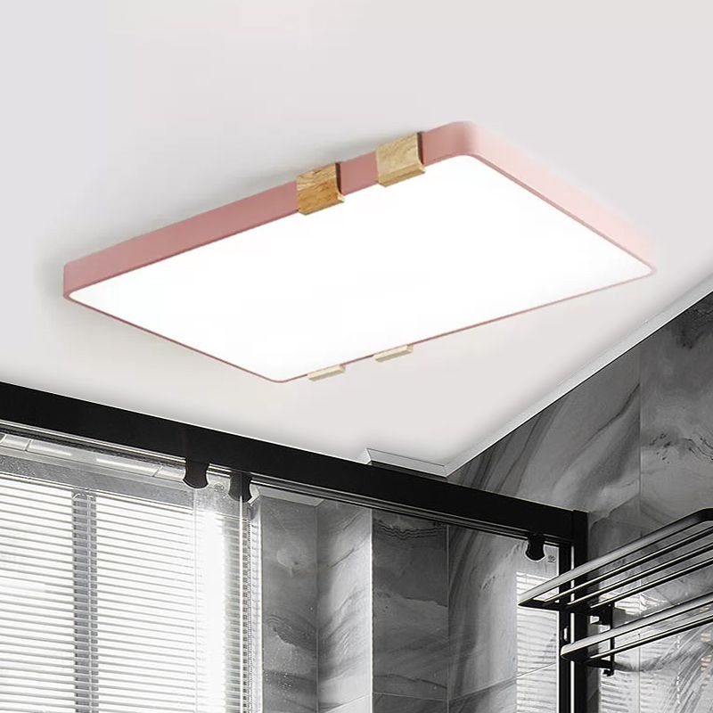 Fixation rectangulaire Plafond Nordique Acrylique 1-Rose légère / jaune / Bleu Flush Mount Lamp in Warm / White Light