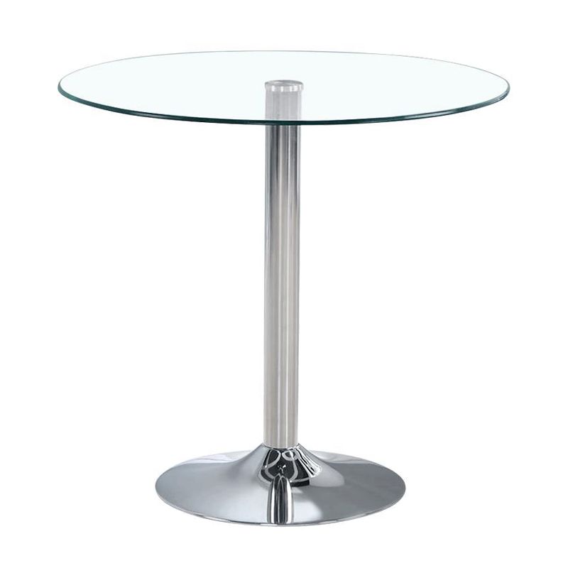 Contemporary Round Dining Room Table Tempered Glass Table with Tulip Base