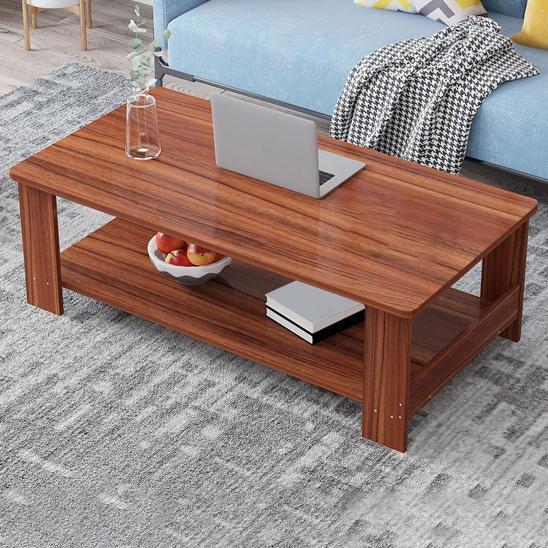Modern Wooden Coffee Table with Storage and 4 Legs Bunching Tables