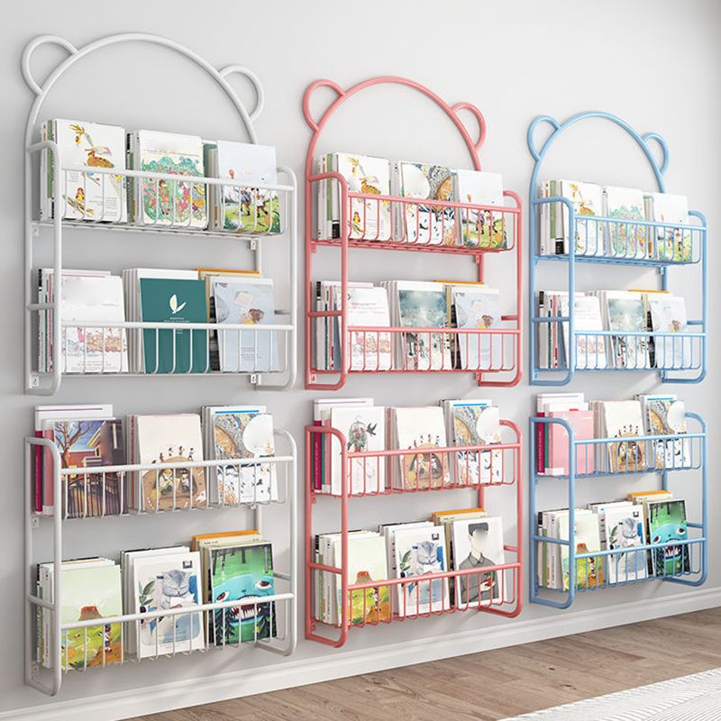 Metal Floating Scandinavian Bookcase Closed Back Bookshelf with Shelves