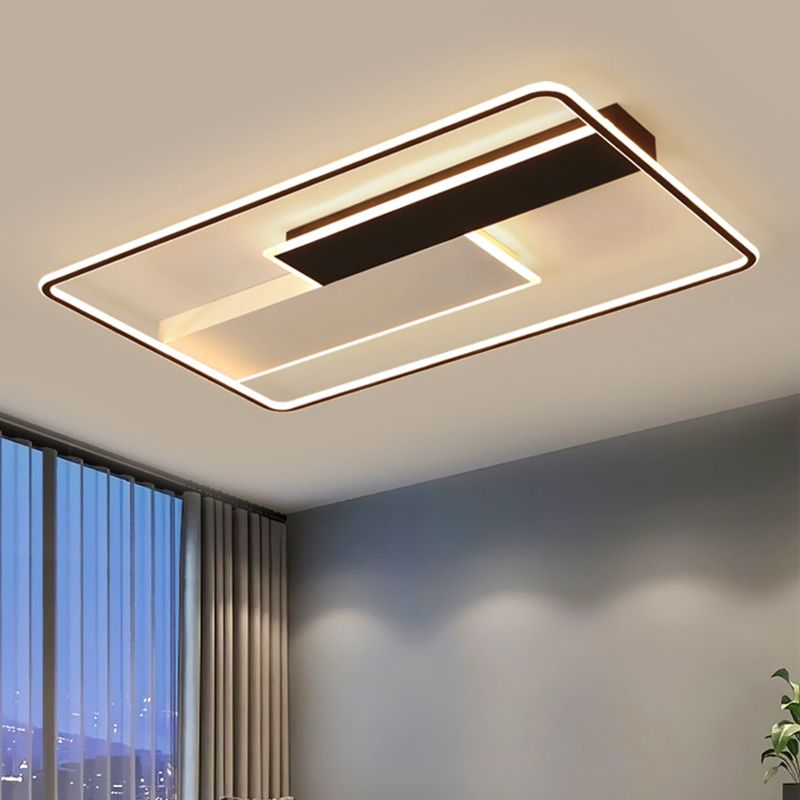 Geometric Semi Flush Mount Ceiling Light Modern Style Aluminium Semi-Flush Light en noir et blanc