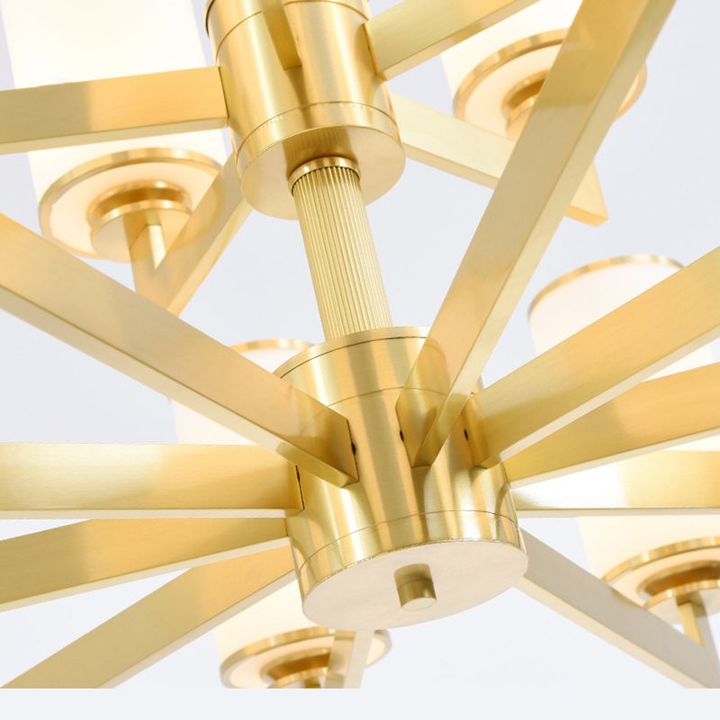 Cylindrical Milk Glass Chandelier Pendant Light Industrial Living Room Chandelier Lighting