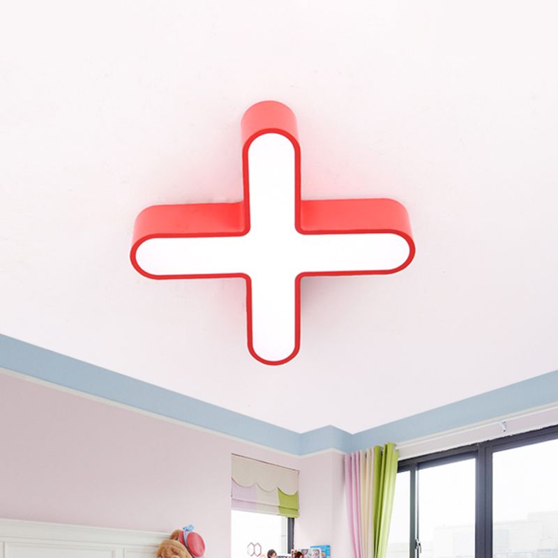 Nordic LED Flushmount Lighting Red/Blue/Green Mathematical Notation Ceiling Lamp with Metal Shade